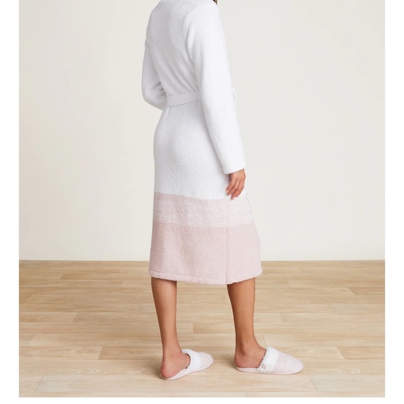 NEW Barefoot Dreams cozy white and pink dusty rose robe - Picture 5 of 10